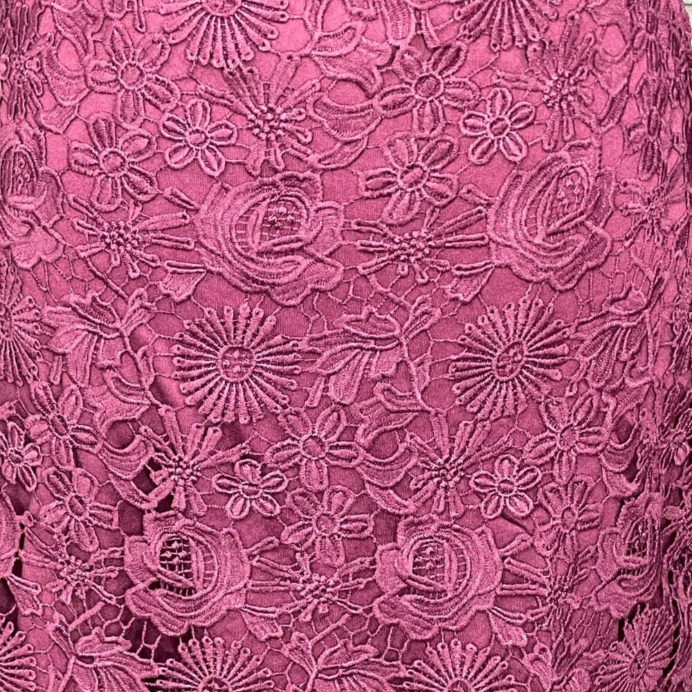 Lulus Burgundy Wine Floral Lace Overlay Bodycon Mini Dress Small NWT Cocktail - Picture 12 of 13